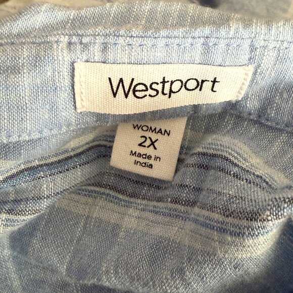 Women’s Westport Blue + White Casual Button Down Shirt Size 2X - Picture 3 of 3